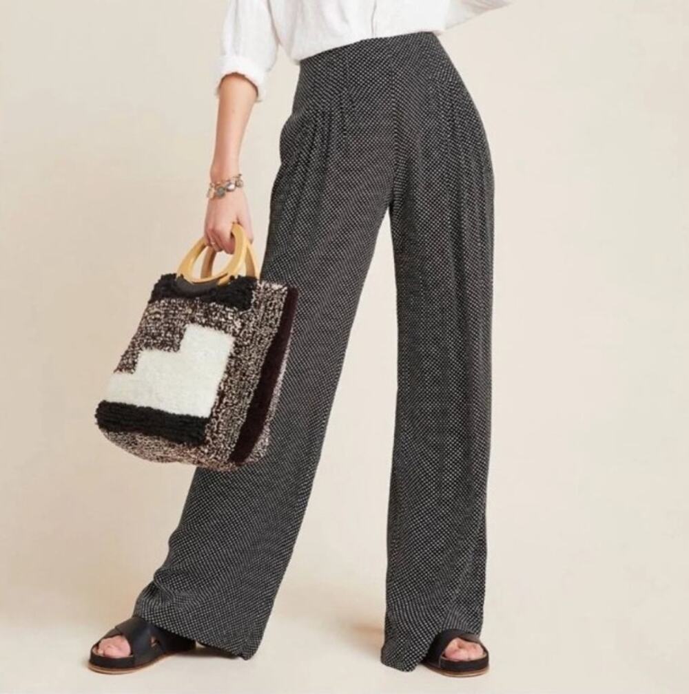 Maeve Cabo Pleated Wide Leg Polka Dot Pants, Size 0